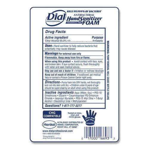 Antibacterial Foaming Hand Sanitizer Refill for FIT Touch Free Dispenser, 1 L Bottle, Fragrance-Free