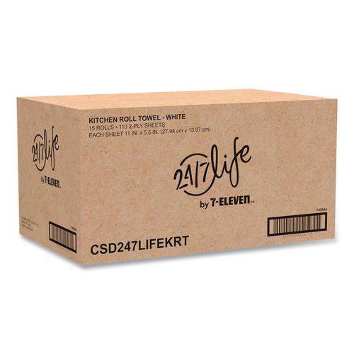 Premium Kitchen Roll Towels, 2-Ply, 11 x 5.5, White, 110 Sheets/Roll, 15 Rolls/Carton