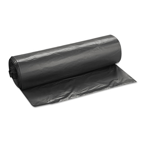 Image of Inteplast Group High-Density Commercial Can Liners Value Pack, 60 Gal, 19 Microns, 43" X 46", Black, 25 Bags/Roll, 6 Rolls/Carton