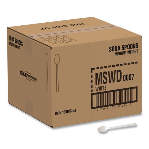 Specialty Cutlery, Soda Spoon, Plastic, White, 1,000/Carton