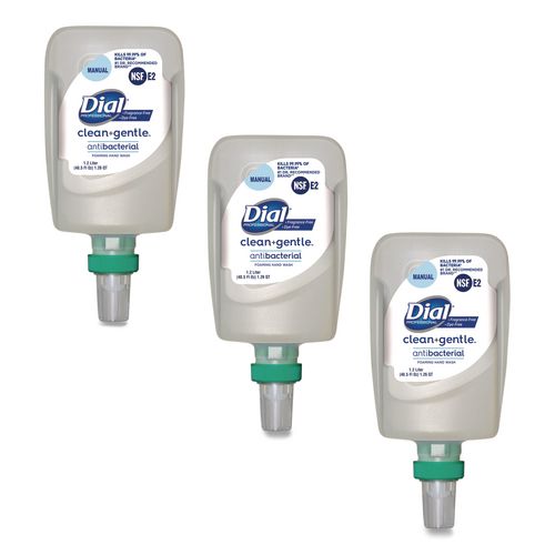 Clean+Gentle Antibacterial Foaming Hand Wash Refill for FIT Manual Dispenser, Fragrance-Free, 1.2 L, 3/Carton