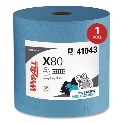 Power Clean X80 Heavy Duty Cloths, Jumbo Roll, 12.4 x 12.2, Blue