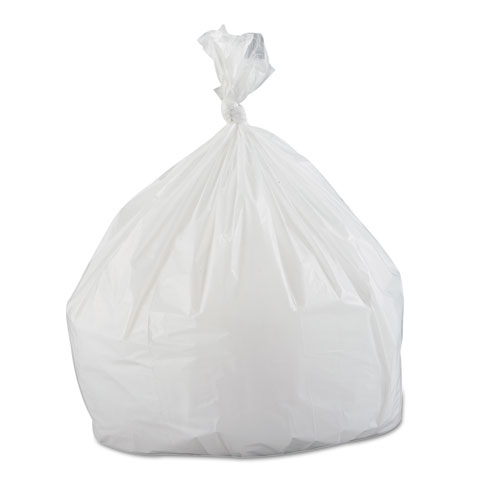 Image of Inteplast Group Low-Density Commercial Can Liners, 33 Gal, 0.8 Mil, 33" X 39", White, 25 Bags/Roll, 6 Rolls/Carton