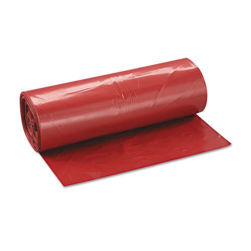 Biohazard Low-Density Commercial Can Liners, Coreless Interleaved Roll, 4 gal, 1.3 mil, 40" x 46", Red, 20/Roll, 5 Rolls/CT