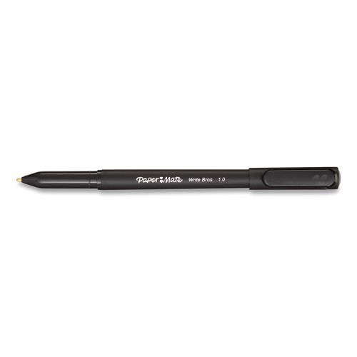Write Bros. Ballpoint Pen, Stick, Medium 1 mm, Black Ink, Black Barrel, 8/Pack