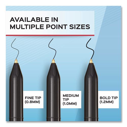 Write Bros. Ballpoint Pen, Stick, Medium 1 mm, Black Ink, Black Barrel, 8/Pack