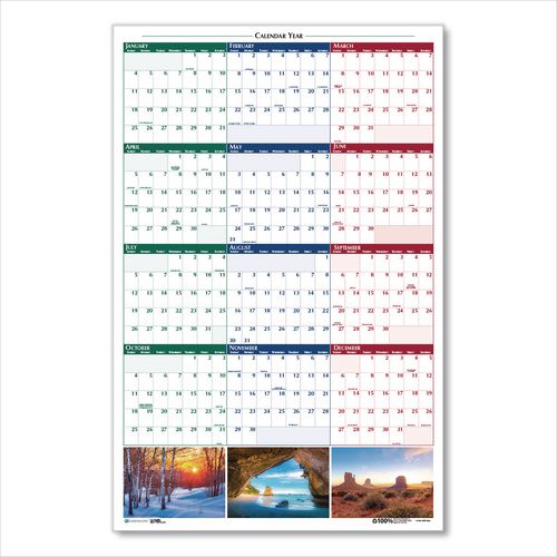 Earthscapes Recycled Reversible/Erasable Yearly Wall Calendar, Nature Photos, 32 x 48, White Sheets, 12-Month (Jan-Dec): 2026