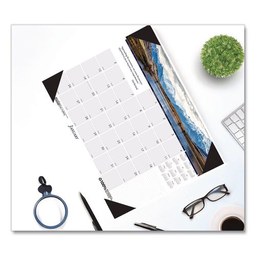 Earthscapes Recycled Monthly Desk Pad Calendar, Mountains of the World Photos, 22 x 17, Black Corners,12-Month(Jan-Dec): 2026