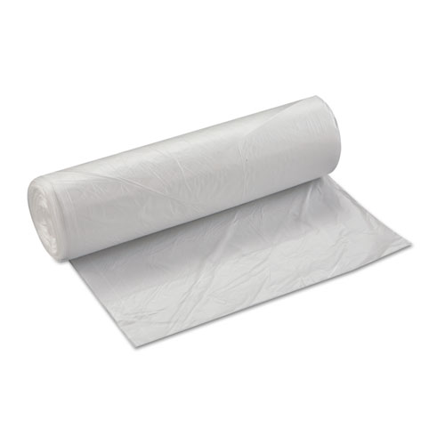 High-Density Commercial Can Liners, 45 gal, 14 mic, 40" x 48", Clear, 25 Bags/Roll, 10 Interleaved Rolls/Carton