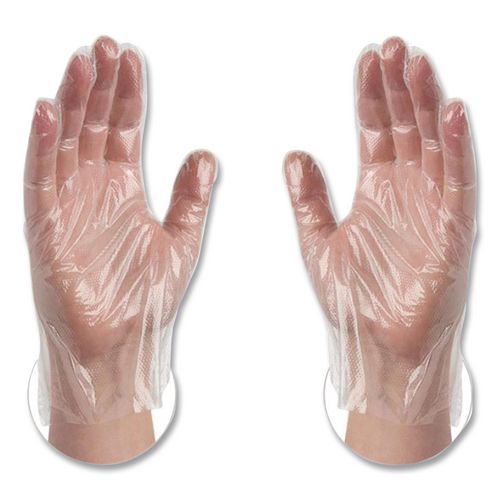 Poly Food Safe Industrial Gloves, Powder-Free, Medium, Clear, 500/Box
