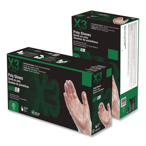 Poly Food Safe Industrial Gloves, Powder-Free, Medium, Clear, 500/Box