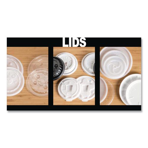 Plastic Lids for Foam Cups and Bowls, Fits 8 oz to 16 oz Cups/5 oz to 10 oz Bowls, White, 500/Carton