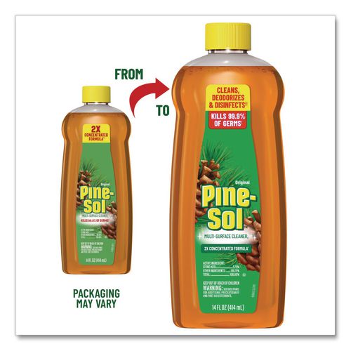Multi-Surface Cleaner Disinfectant Concentrated, Pine Scent, 14 oz Bottle, 12/Carton