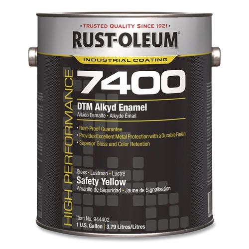 High Performance 7400 System 450 VOC DTM Alkyd Enamel Paint, Gloss Safety Yellow, 1 gal Bucket/Pail, 2/Carton
