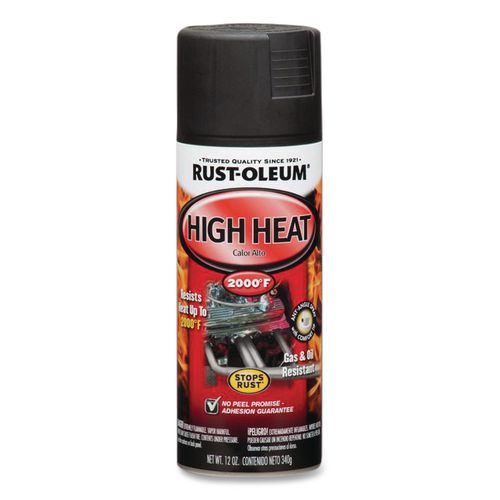 Automotive High Heat Enamel Spray Paint, Flat Black, 12 oz Aerosol Can, 6/Carton