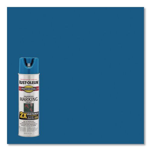 Professional Marking Paint, Flat Caution Blue, 15 oz Aerosol Can, 6/Carton