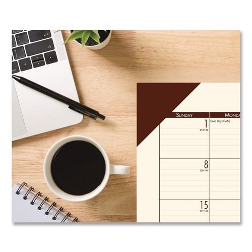 EcoTones Recycled Academic Desk Pad Calendar, 18.5 x 13, Cream Sheets, Brown Corners, 12-Month (Aug to July): 2025 to 2026