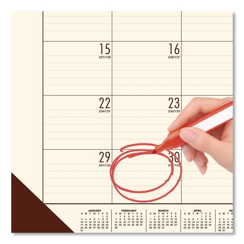 EcoTones Recycled Academic Desk Pad Calendar, 18.5 x 13, Cream Sheets, Brown Corners, 12-Month (Aug to July): 2025 to 2026
