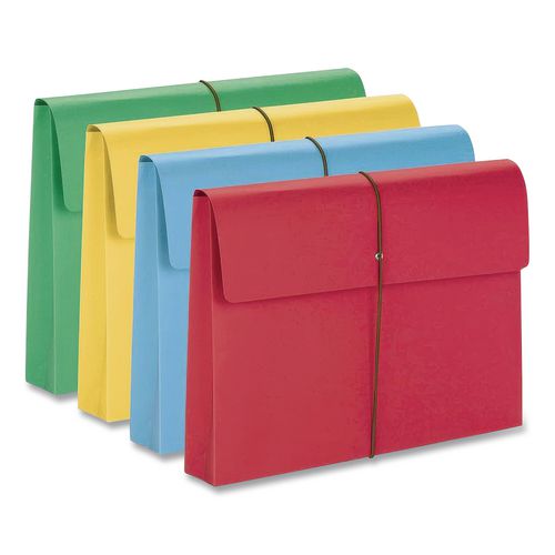 Expanding Wallet with Elastic Cord, 2" Expansion, 1 Section, Elastic Cord Closure, Legal Size, Assorted Colors, 50/Box