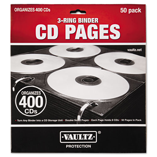 Two-Sided CD Refill Pages for Three-Ring Binder, 50/Pack | by Plexsupply