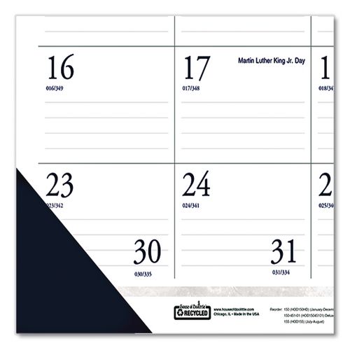 Executive Monthly Desk Pad Calendar, 24 x 19, White/Blue Sheets, Blue Corners, 12-Month (Jan to Dec): 2026
