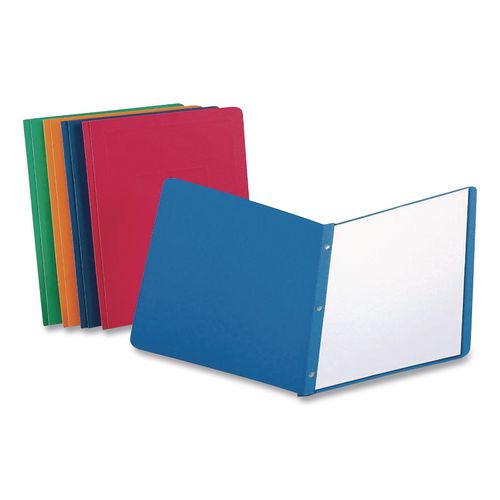 Title Panel and Border Front Report Cover, Three-Prong Fastener, 0.5" Capacity, 8.5 x 11, Assorted/Assorted, 25/Box