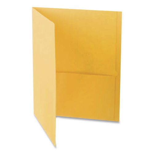 Leatherette Two Pocket Portfolio, 8.5 x 11, Yellow/Yellow, 10/Pack
