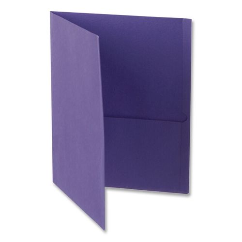 Leatherette Two Pocket Portfolio, 8.5 x 11, Purple/Purple, 10/Pack
