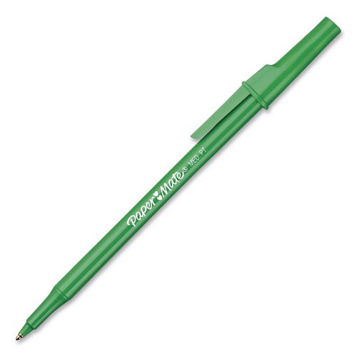 Write Bros. Ballpoint Pen, Stick, Medium 1 mm, Green Ink, Green Barrel, Dozen