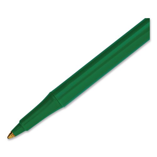 Write Bros. Ballpoint Pen, Stick, Medium 1 mm, Green Ink, Green Barrel, Dozen