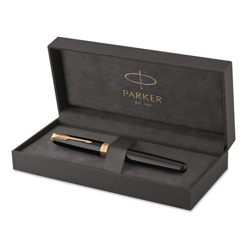 Sonnet Fountain Pen, with Gift Box, Medium 1 mm, Black Ink, Black/Gold Barrel