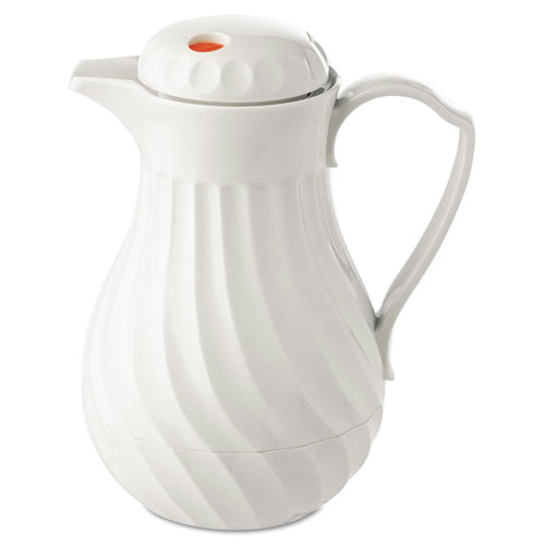 Poly Lined Carafe, Swirl Design, 40oz Capacity, White | by Plexsupply