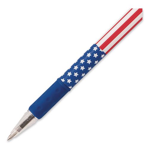 R.S.V.P. Stars and Stripes Ballpoint Pen, Stick, Fine 0.7 mm, Black Ink, Red/White/Blue Barrel, Dozen