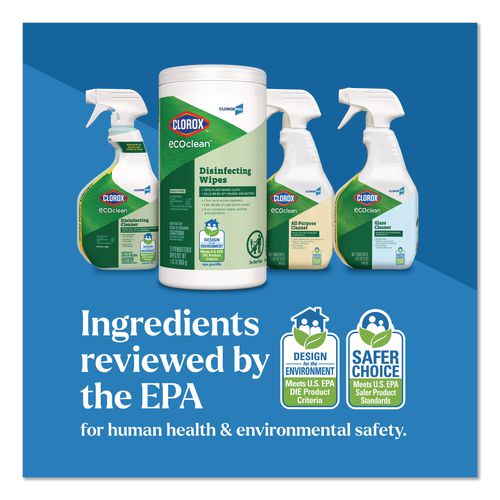 CloroxPro EcoClean Disinfecting Wipes, 1-Ply, 7 x 8, Unscented, White, 3/Carton