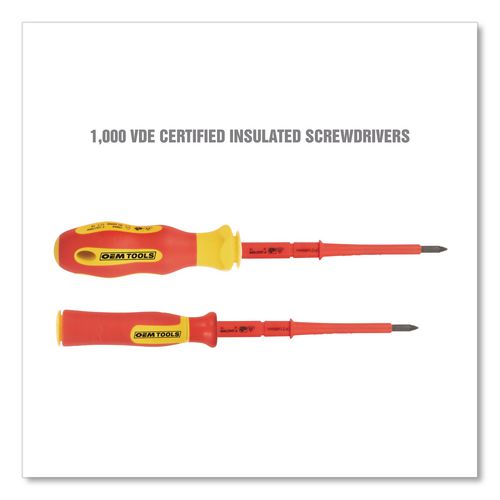 Insulated 10-Piece Interchangeable Bit Screwdriver Set, Metric Phillips and Slotted Blade Bits, Orange/Yellow Handle