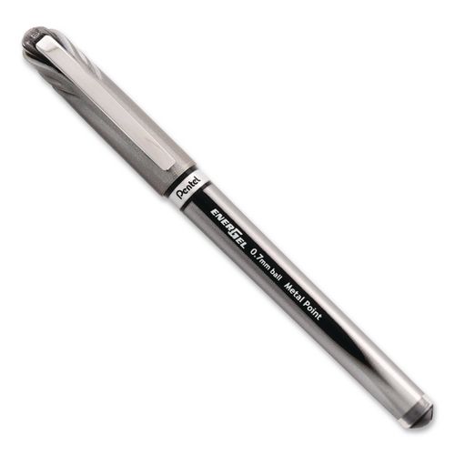 EnerGel NV Gel Pen, Stick, Medium 0.7 mm, Black Ink, Gray/Black Barrel