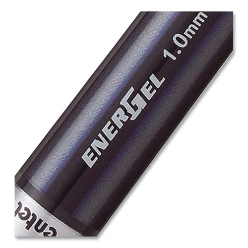 EnerGel NV Gel Pen, Stick, Bold 1 mm, Blue Ink, Gray/Blue Barrel, Dozen