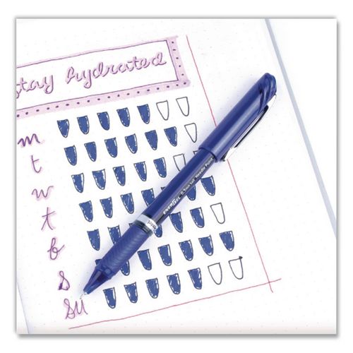 EnerGel NV Gel Pen, Stick, Fine 0.5 mm, Black Ink, Blue/Black Barrel, Dozen