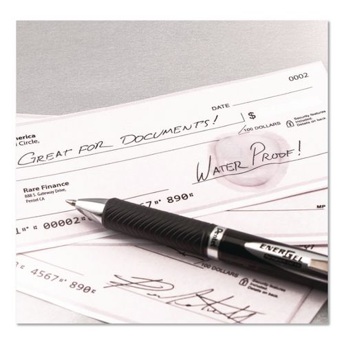 EnerGel PRO Permanent Ink Hybrid Gel Pen, Retractable, Medium 0.7 mm, Black Ink, Black Barrel