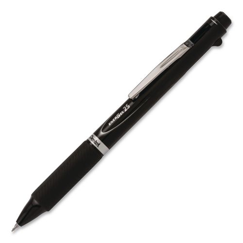 EnerGel 2S Multi-Color Gel Pen/Pencil, Retractable, Medium 0.5 mm, Black/Red Ink, Black Barrel