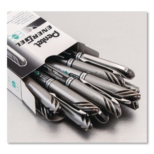 EnerGel NV Gel Pen, Stick, Medium 0.7 mm, Black Ink, Gray/Black Barrel, Dozen