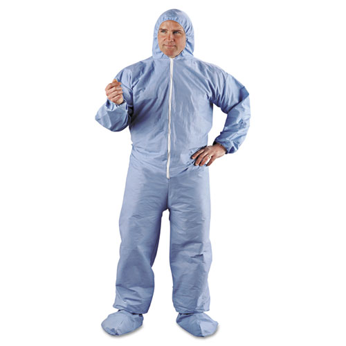 Image of Kleenguard™ A65 Zipper Front Hood And Boot Flame-Resistant Coveralls, Elastic Wrist And Ankles, 3X-Large, Blue, 21/Carton