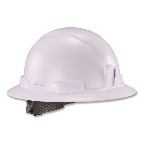 Skullerz 8963 Full Brim Class E Safety Helmet, 6-Point Standard Ratchet Suspension, One Size Fits Most (6.5 to 8), White