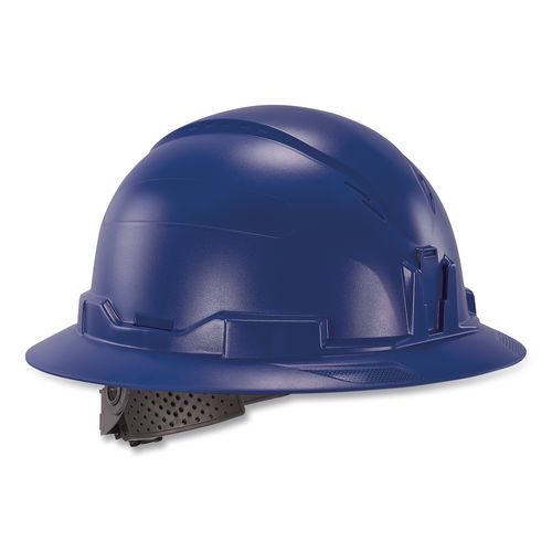 Skullerz 8963 Full Brim Class E Safety Helmet, 6-Point Standard Ratchet Suspension, One Size Fits Most (6.5 to 8), Blue