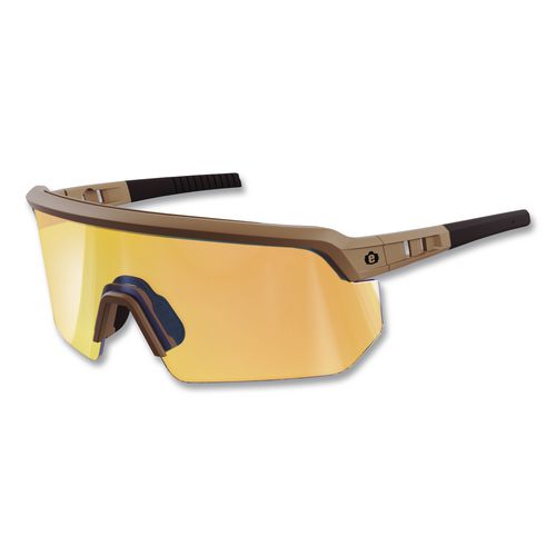 Skullerz AEGIR Color Enhancing Safety Glasses, Matte Desert Half Frame, Mirrored High Contrast Yellow Single Lens