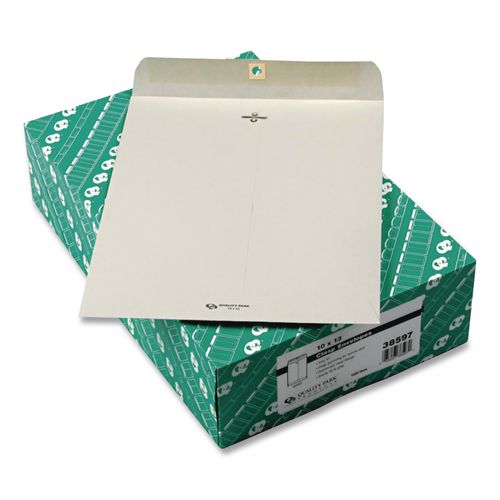 Clasp Envelope, 28 lb Bond Weight Kraft, #97, Square Flap, Clasp/Gummed Closure, 10 x 13, Executive Gray, 100/Box