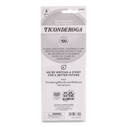 Ticonderoga My First Wooden Pencil, HB (#2), Black Lead, Yellow Barrel, 4/Pack