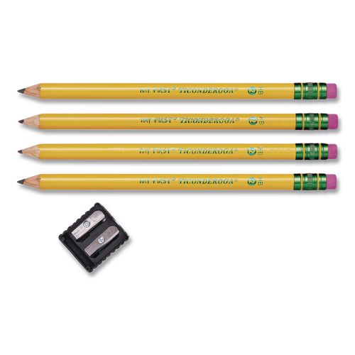 Ticonderoga My First Wooden Pencil, HB (#2), Black Lead, Yellow Barrel, 4/Pack