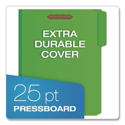 Top Tab Fastener Folder, 2" Expansion, 2 Fasteners, Letter Size, Dark Green Exterior, 25/Box