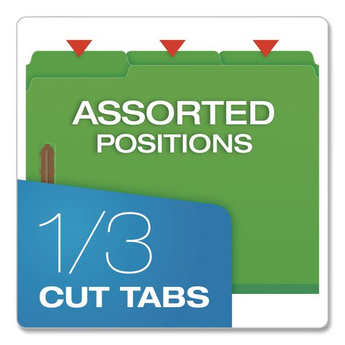 Top Tab Fastener Folder, 2" Expansion, 2 Fasteners, Letter Size, Dark Green Exterior, 25/Box